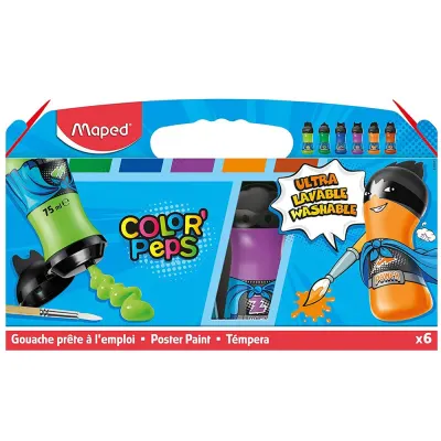 Maped 810011 6x75 ml Guaj Boya Karton Kutu Yan Renkler Boyalar