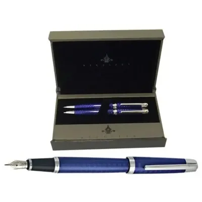 Steel Pen Takım Kalem Dolma+Tükenmez Carens Serisi Mavi 262