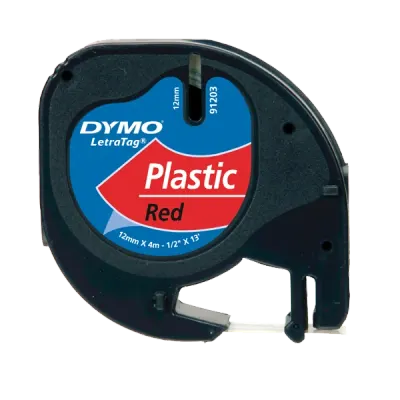 Dymo Letratag Şerit Plastik 12 MMx4 MT Kırmızı 91203