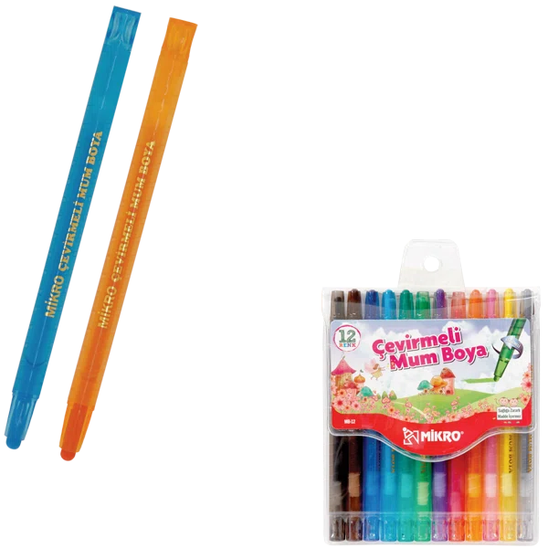 Mikro Pastel Boya Mum Çevirmeli 12 Renk MB-12