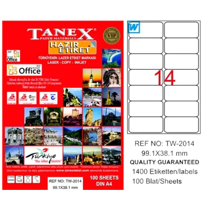 Tanex Laser Etiket 100 YP 99.1x38.1 Laser-Copy-Inkjet TW-2014