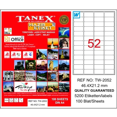 Tanex Laser Etiket 100 YP 46.4x21.2 Laser-Copy-Inkjet TW-2052