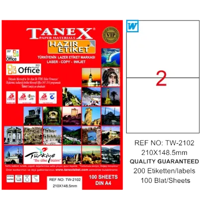 Tanex Laser Etiket 100 YP 210x148.5 Laser-Copy-Inkjet TW-2102