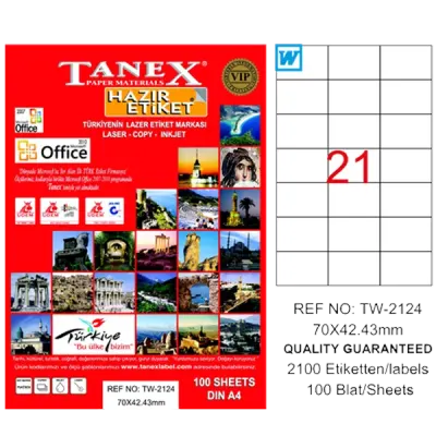 Tanex Laser Etiket 100 YP 70x42.43 Laser-Copy-Inkjet TW-2124