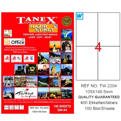 Tanex Laser Etiket 100 YP 105x148,5 Laser-Copy-Inkjet TW-2204
