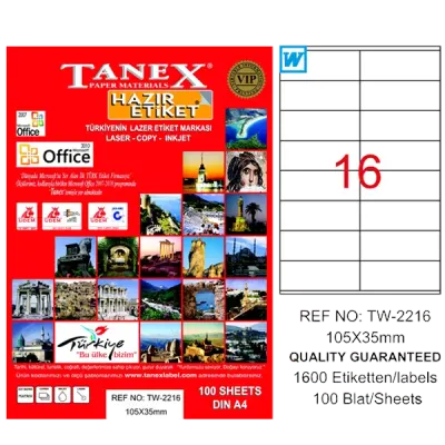 Tanex Laser Etiket 100 YP 105x35 Laser-Copy-Inkjet TW-2216