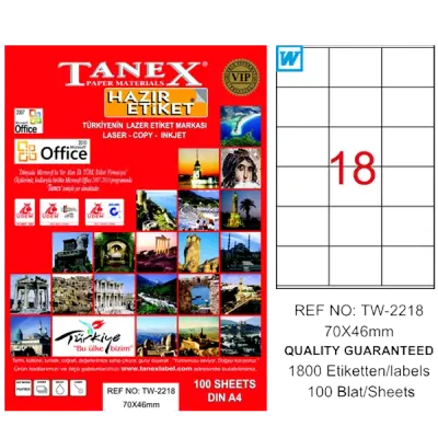 Tanex Laser Etiket 100 YP 70x46 Laser-Copy-Inkjet TW-2218