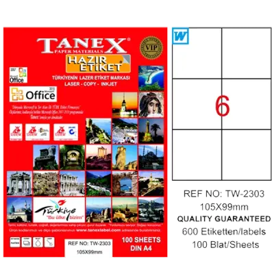 Tanex Laser Etiket 100 YP 105x99 Laser-Copy-Inkjet TW-2303