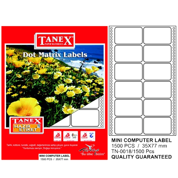 Tanex Sürekli Form Etiket 1500 LÜ 35x77 TN 0018