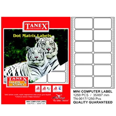 Tanex Sürekli Form Etiket 1250 Lİ 35x97 TN 0017