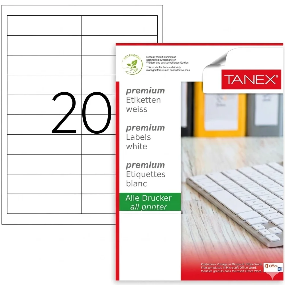 Tanex Laser Etiket 95x26 MM 100 Ad. Tw-2020