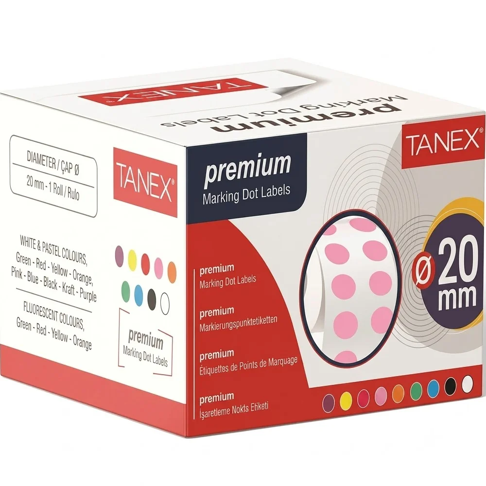 Tanex Nokta Etiketi 2500 Li Tekli Kutu 20 MM Pembe