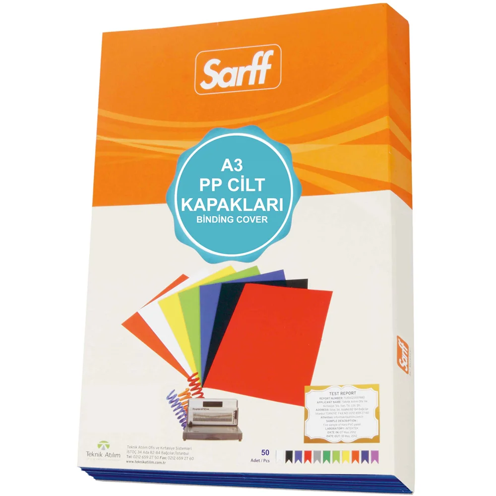 Sarff Cilt Kapağı Plastik Opak A3 450 MIC Şeffaf Buzlu 15201131