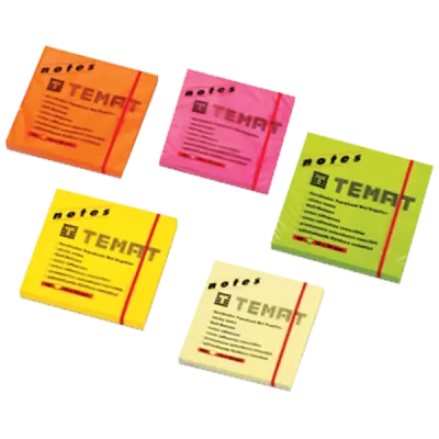 Temat Yapışkanlı Not Kağıdı 75x75 MM Fosforlu Sarı 11515