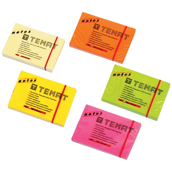 Temat Yapışkanlı Not Kağıt 50x75 MM Fosforlu Pembe 11609