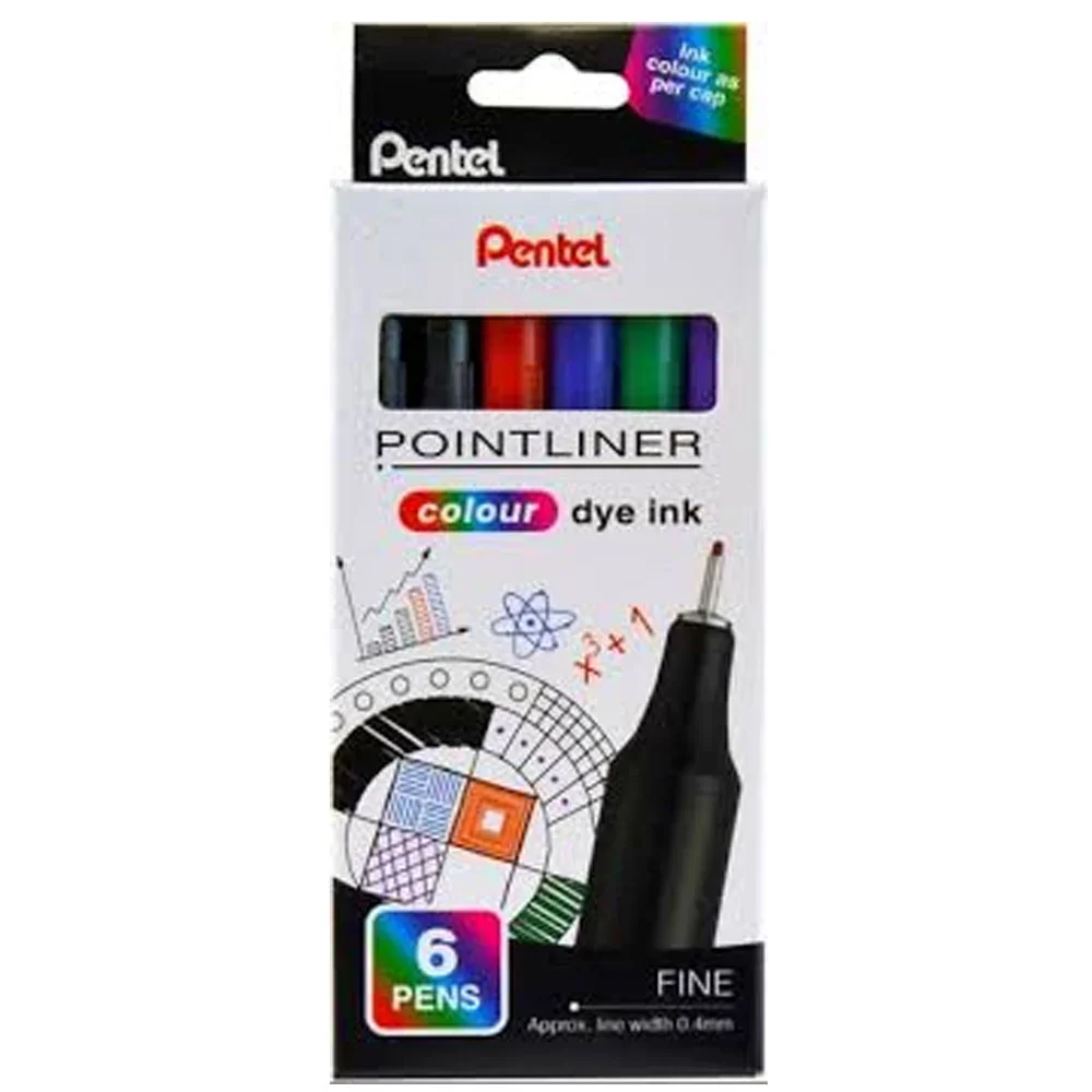 Pentel Fiber Uçlu Boya Kalemi - 0.4 Mm. 6 Renli Ku