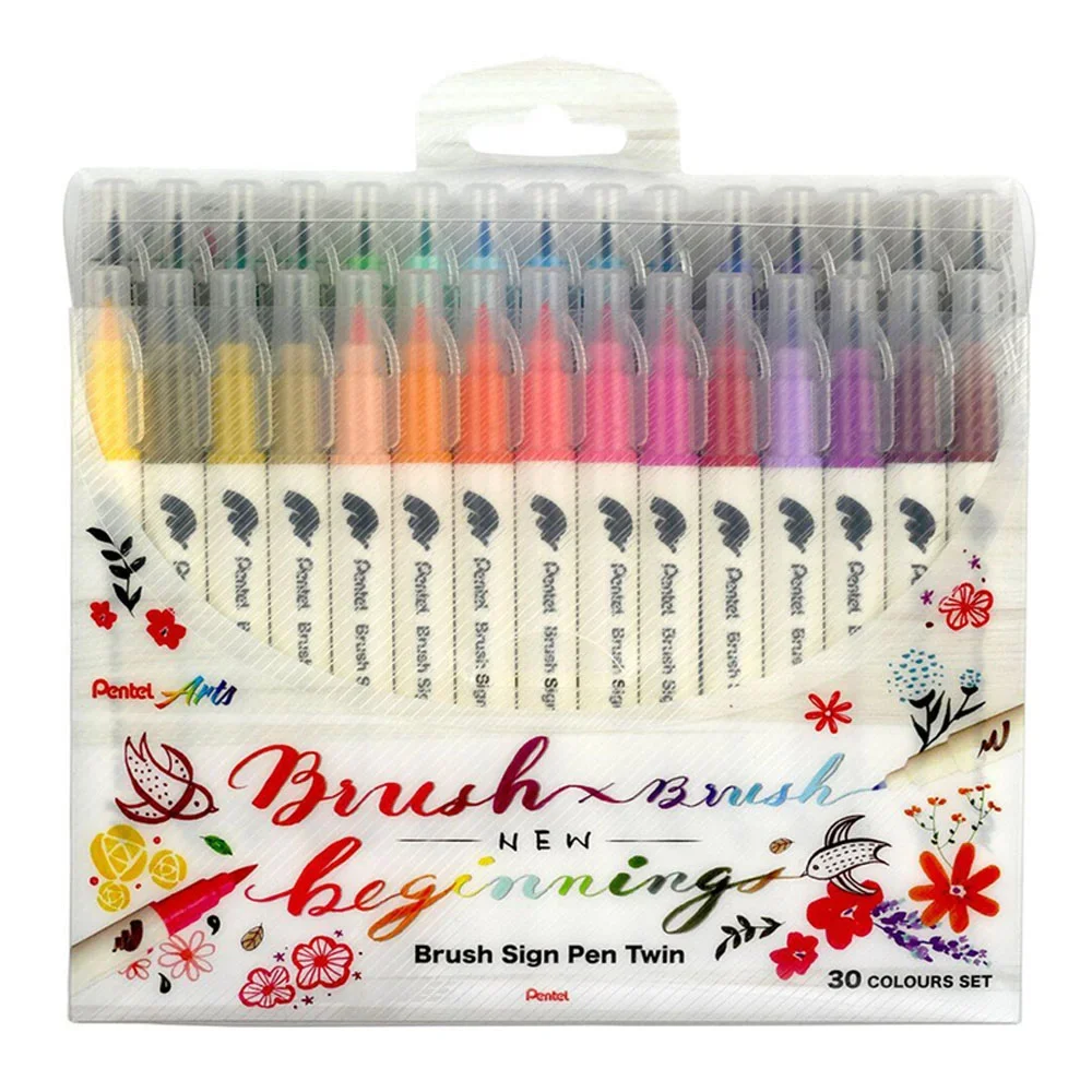 Pentel Brush Sing Pen Twin Çift Taraflı Fırça Uçlu Kalem 30 Renk