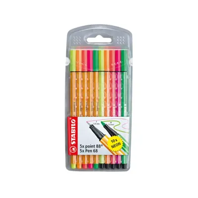 Stabilo Keçe Uçlu İnce Kalem 88 Point &amp; Pen 68 Karışık Renk 10 LU 8868/10-1