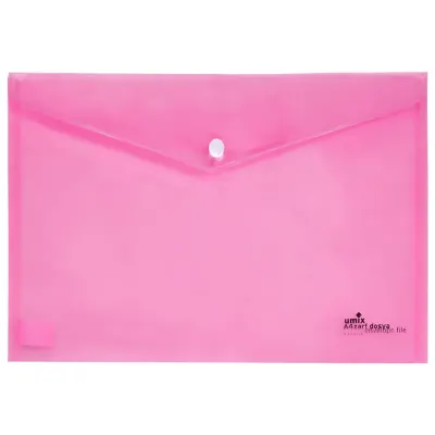Umix Çıtçıtlı Şeffaf Zarf Dosya Pembe Eco U1120P-PE-ECO