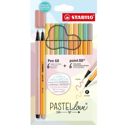 Stabilo Point 88 &amp; Pen 68 Pastellove 12 Li 6888/12-7-7