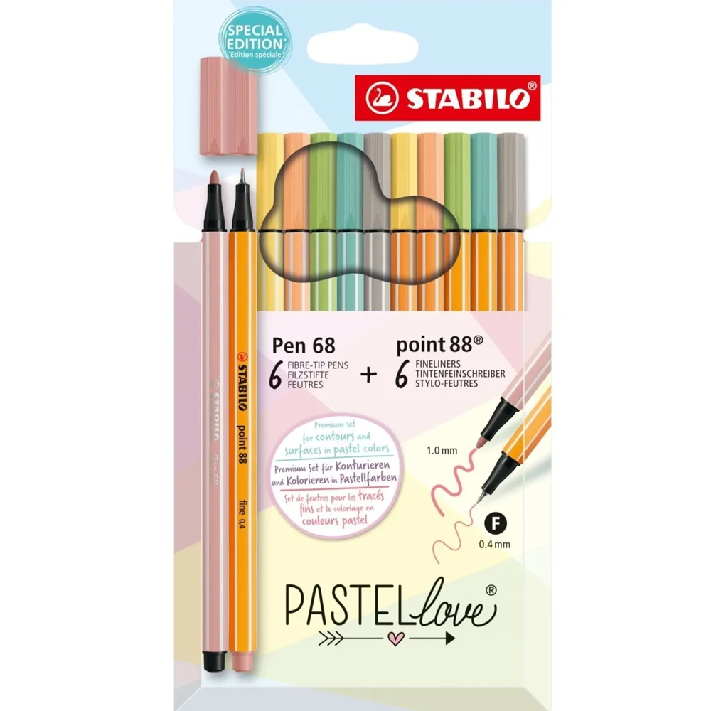 Stabilo Point 88 &amp; Pen 68 Pastellove 12 Li 6888/12-7-7