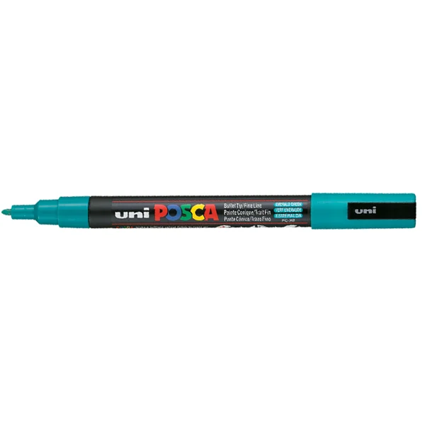 Uni-Ball Markör Boyama Posca Su Bazlı Poster 0.9-1.3 MM Zümrüt Yeşili PC-3M