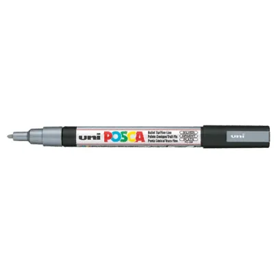 Uni-Ball Markör Boyama Posca Su Bazlı Poster 0.9-1.3 MM Gümüş PC-3M