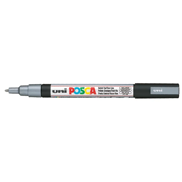 Uni-Ball Markör Boyama Posca Su Bazlı Poster 0.9-1.3 MM Gümüş PC-3M
