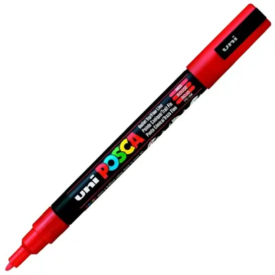 Uni-Ball Posca 0.9-1.3 Su Bazlı Poster Markörü Ş.Kırmızı N PC-3M