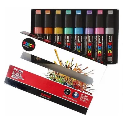 Uni-Ball Posca 8.0 Su Bazlı Poster Markörü Metalik Renk 7+1 PC-8K 8P