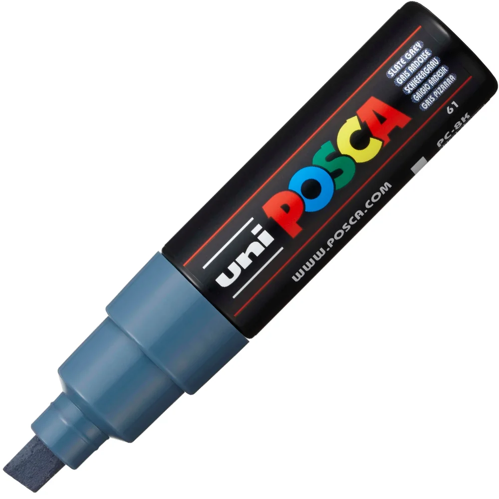 Uni-Ball Posca 8.0 Su Bazlı Boyama Markörü Kurşun Gri PC-8K