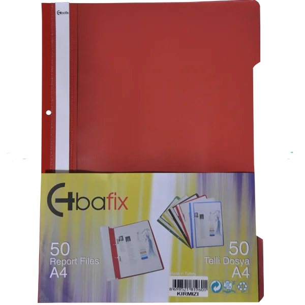 Bafix Telli Dosya Plastik XL Kırmızı A4