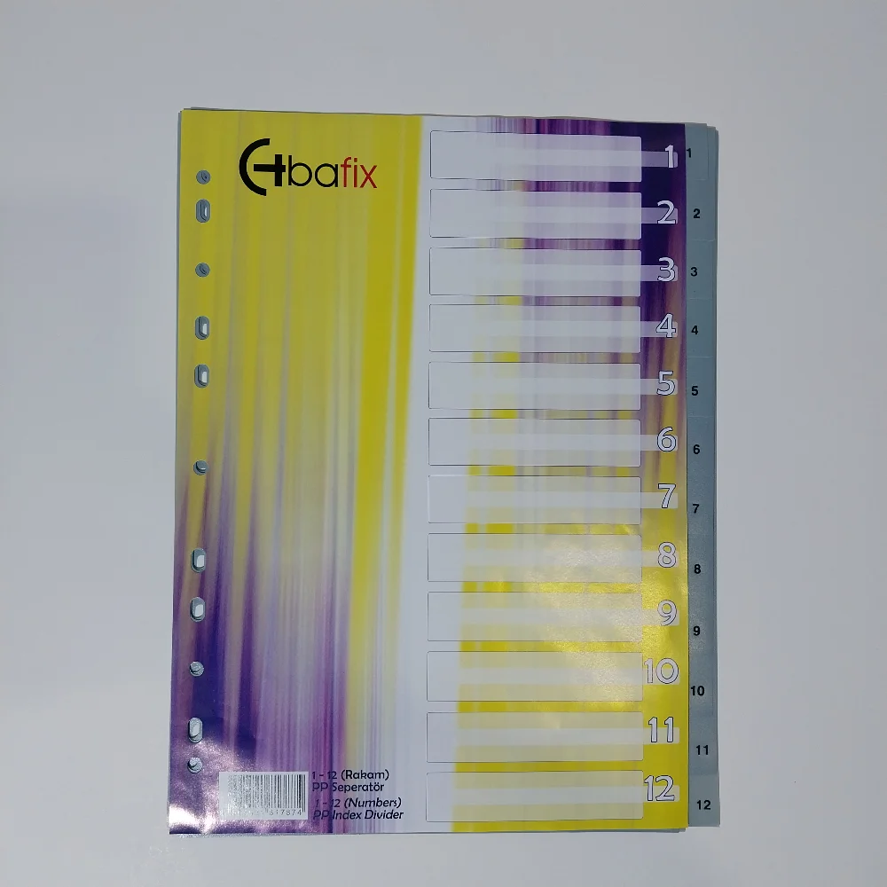 Bafix Seperatör 1-12 Rakamlı Plastik A4