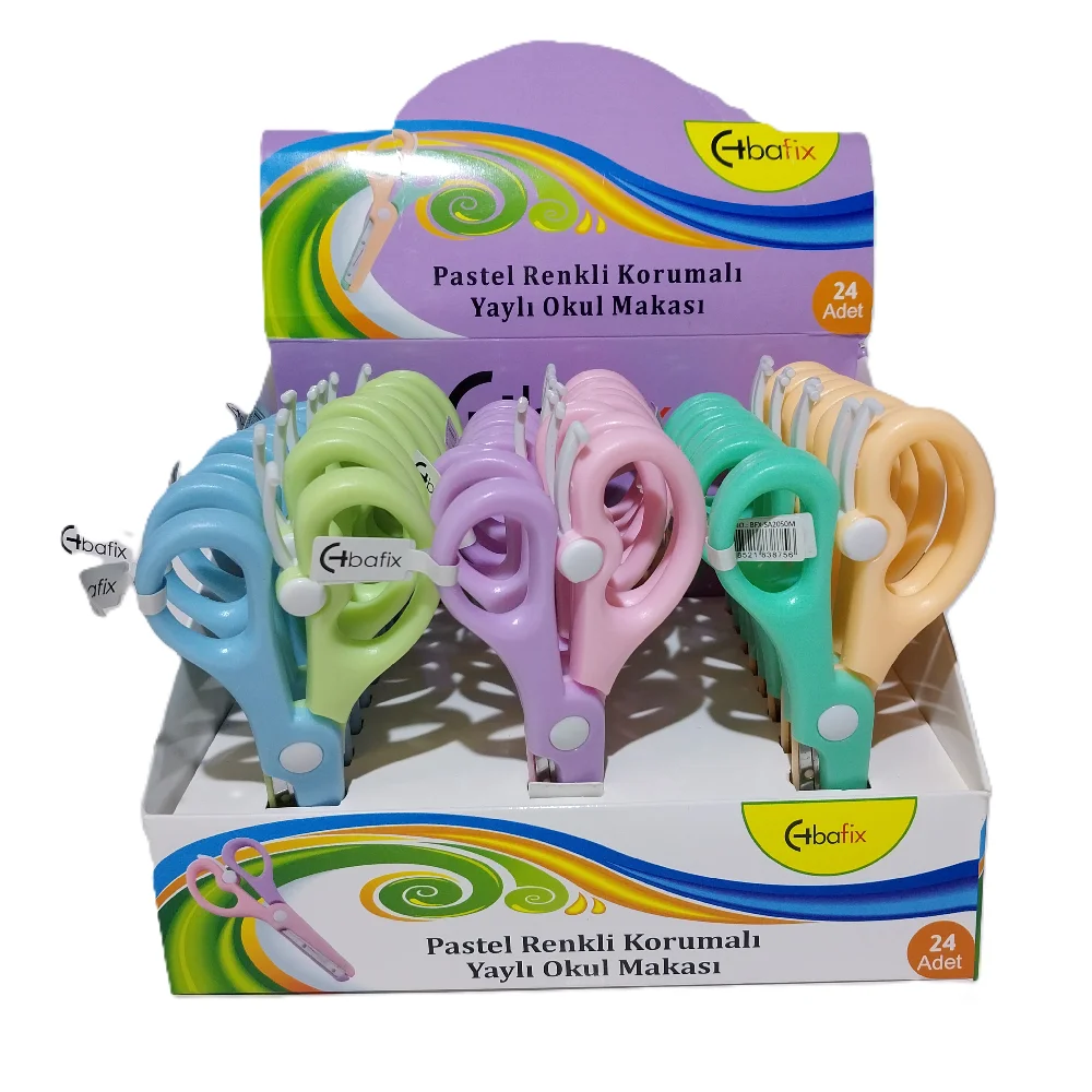 Bafix Okul Makası Korumalı Yaylı 13,5 Cm Pastel Renkli BFX-SA2050M
