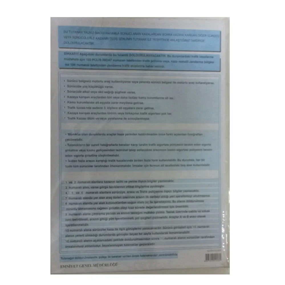 Altınyıldız Kaza Tutanağı Otokopili 50 Li OM053