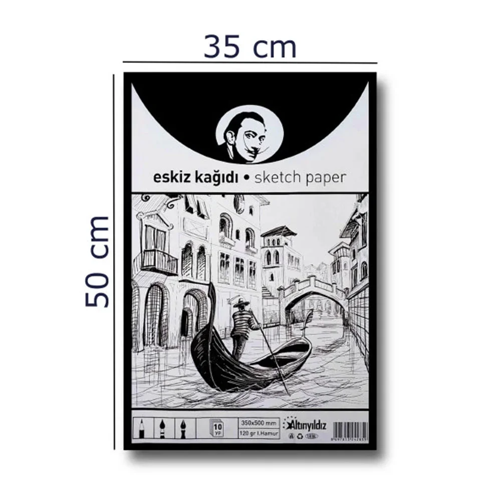 Altınyıldız Eskiz Kağıdı 10 Poşet 35x50 120 GR YŞL-285