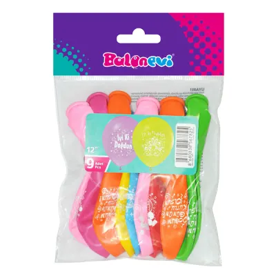 Balonevi Balon Doğum Günü Baskılı 12" 9 LU