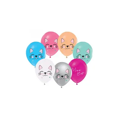 Balonevi Balon 4+1 Miss Cat Baskılı 12"  8 Li