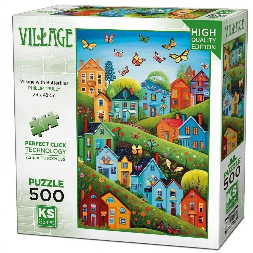 Ks Games Puzzle 500 Village Tith Butterflies 20079