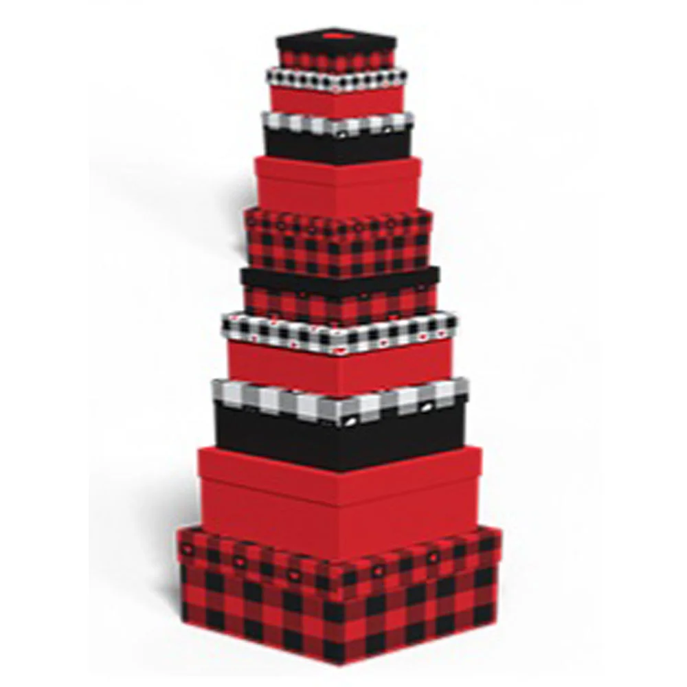 Ekstrafix Hediye Kutu Dikdörtgen 10 Lu Ekose Kalpli Hk-103