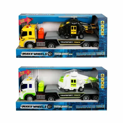 Sunman Oyuncak Maxx Wheelss Sesli Ve Işıklı 1:16 Transporter Helikopter Taşıyan Tır 40 Cm