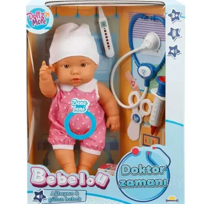 Sunman Oyuncak Bebelou Doktor Zamanı Sesli Bebek Seti 35 Cm