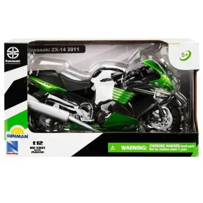 Sunman Motorsiklet 1:12 Kawasaki ZX-14 Siyah-Yeşil 57433B