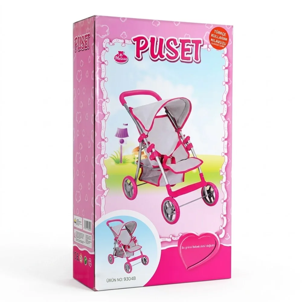 Sunman Oyuncak Puset 4 Teker Tenteli Metal Pmb/gri