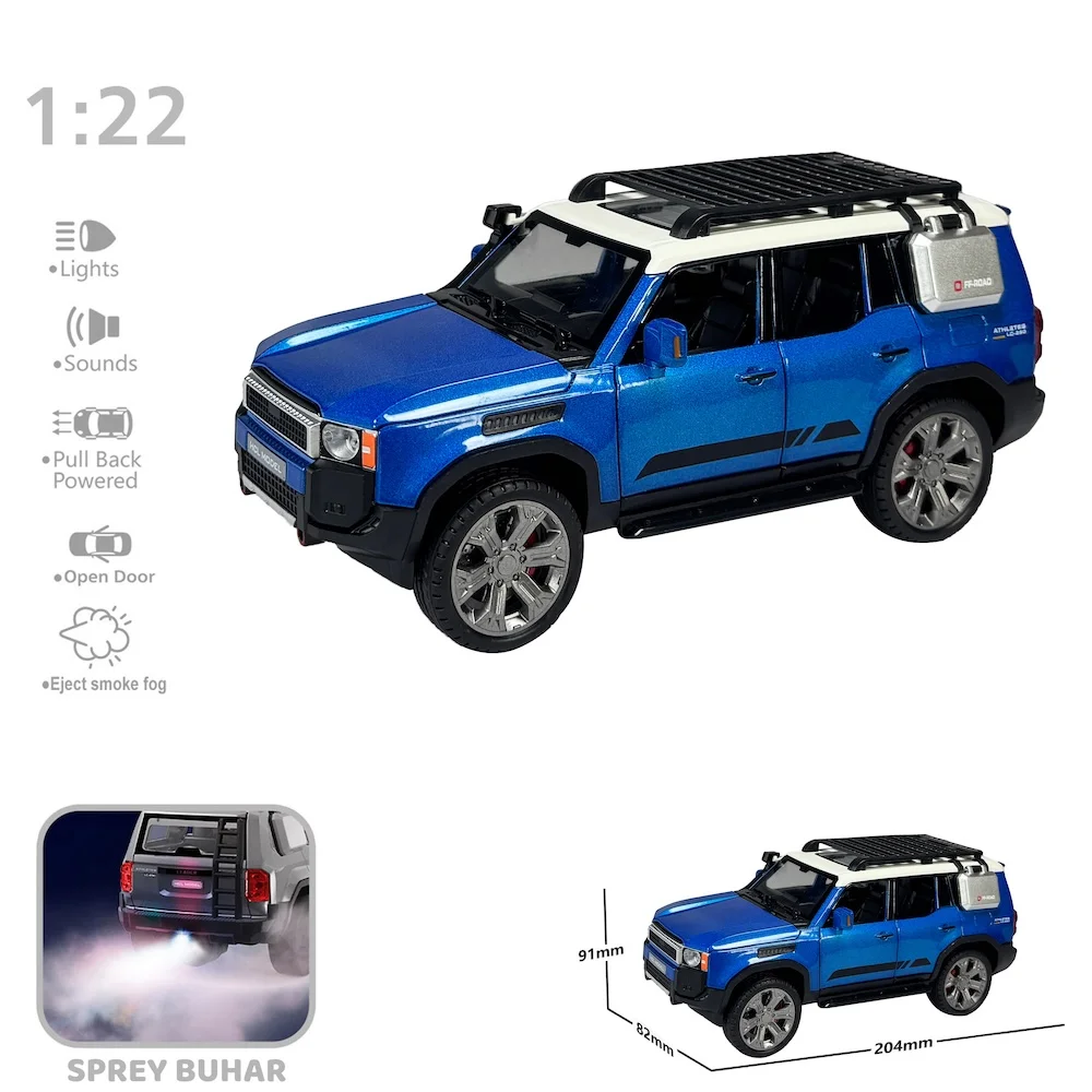 Vardem Oyuncak Çek Bırak 1:22 Sesli Işıklı Buharlı Off-road Jeep VRD-HCL-522A