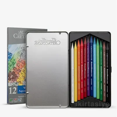Cretacolor Aqua Monolith Ağaçsız Sulandırılabilir Boya Kalem Seti 12 Renk Metal Kutu 25012