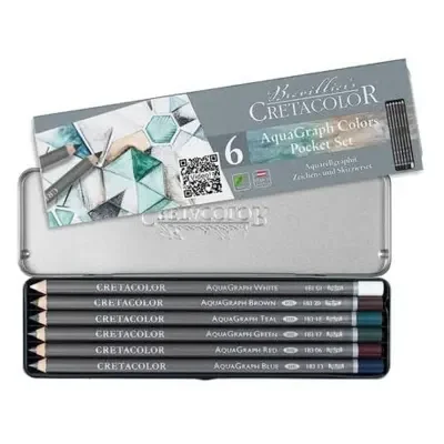 Cretacolor Aquagraph Sulandırılabilir Çizim Seti 6Lı Metal Kutu 18399