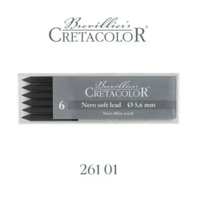 Cretacolor Nero Soft Yağlı Kömür Portmin Uç 5,6mm 6Lı 26101