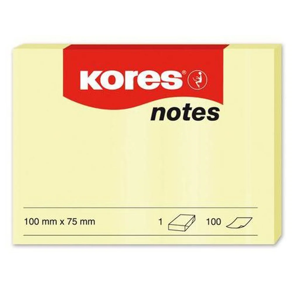 Kores Yapışkanlı Not Kağıdı Sarı 100x75 MM 100 Syf  46100