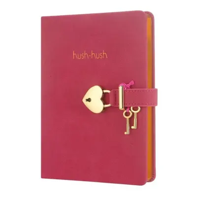 Hush Hush Kilitli Metalik Defter Kutulu 80 Gr 160 Yp Çiz.Pembe